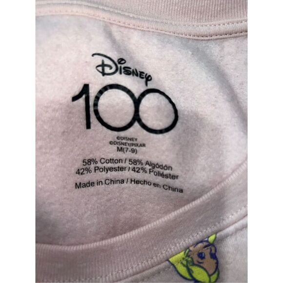 Disney Pink Crewneck Sweatshirt 100 Anniversary Size M Characters Knit All Over - Picture 5 of 6
